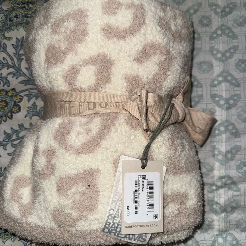 Barefoot Dreams Cream and Tan Blanket